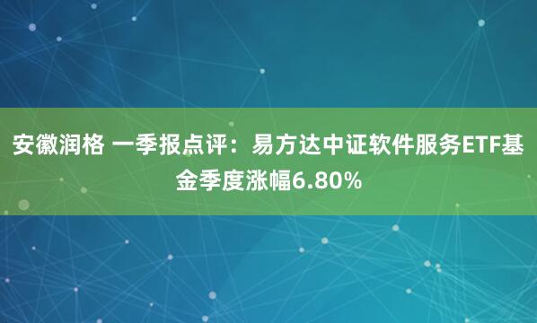 安徽润格 一季报点评：易方达中证软件服务ETF基金季度涨幅6.80%